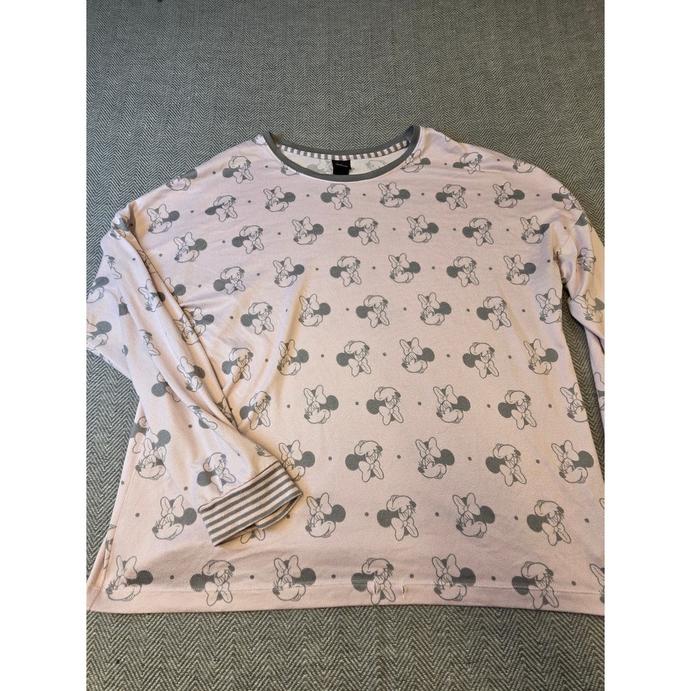 Disney Minnie Mouse Pajama Top Women's XL Pink Long Sleeve Round Neck Pullover